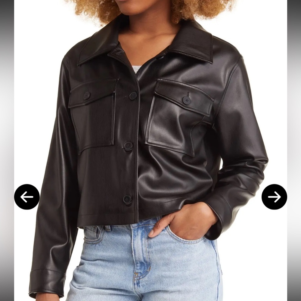 BP faux leather black shirt jacket